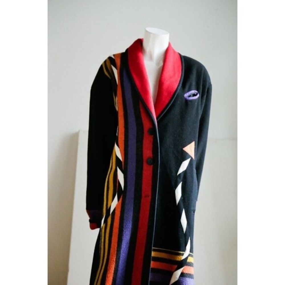 Vintage Canvasbacks Wool Patchwork Colourful Blan… - image 4